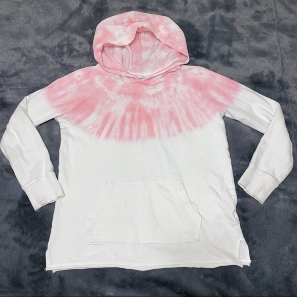 Old Navy hooded sweatshirt white & pink tie dye girls size L (10-12)